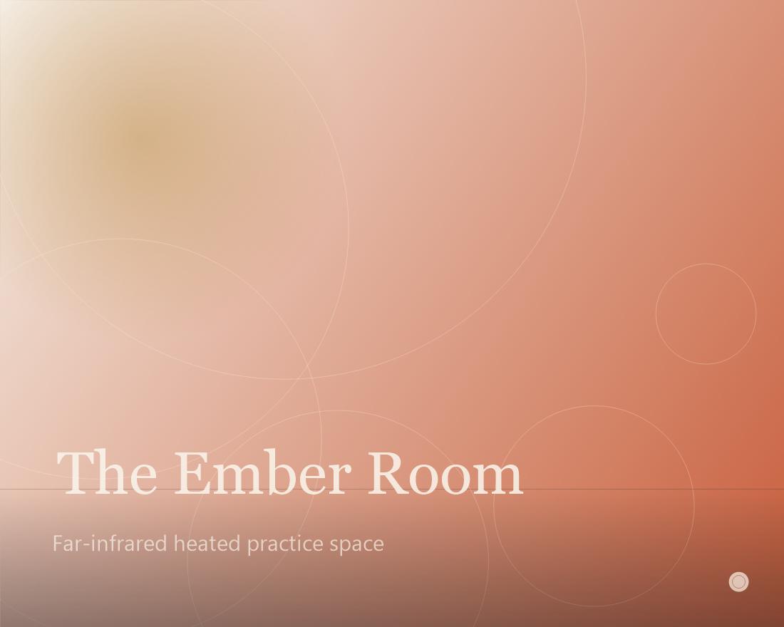 Soft amber light through the heated practice room at Kelvio